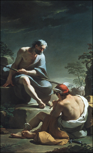 Ubaldo Gandolfi painting, Mercury Lulling Argus to Sleep