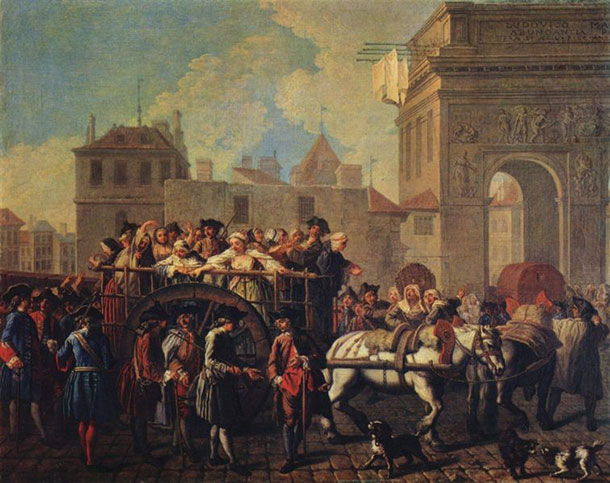 Jeaurat painting, Le Transport des Filles de Joie de l'Hopital