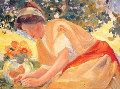 Krehbiel, Lady and her Bowl of Nasturtiums