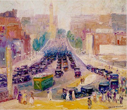 Krehbiel, Traffic at the Link Bridge, Michigan Avenue