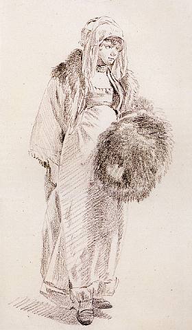 Leprince painting, Young Girl in Russian Costume