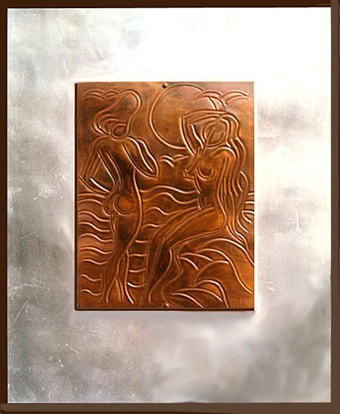 Riveron, Untitled, copper nudes on aluminum, 1960