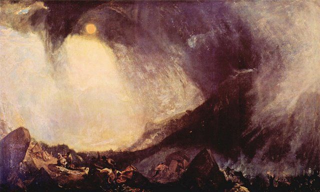 Hanibal crossing Alps in a storm