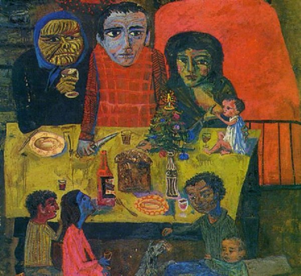 Antonio Berni, La Navidad de Juanito, 1961, óleo sobre arpillera 300 x 200 cm