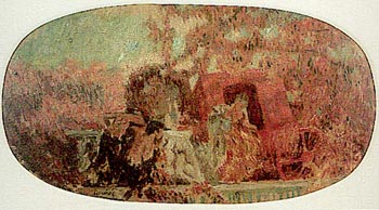 Cesáreo Bernaldo de Quirós, La llegada – 1918 – óleo sobre tela 35 x 64 cm. 