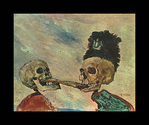 Ensor painting, Skeletons Fighting Over a Smoked Herring 1891