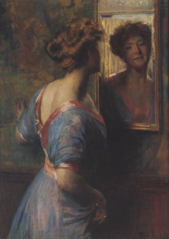 Anshutz, A Passing Glance; undated; pastel on canvas; 106.7 x 76.2 cm.