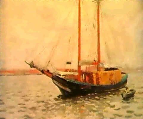 Anshutz, Lumber Boat; undated; oil on canvas; 41.5 x 61 cm.