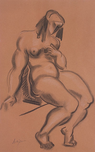 Archipenko, Seated Female Nude with Left Hand at Breast