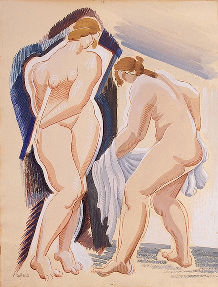 Archipenko, Two Nude Female Figures with a Cloth