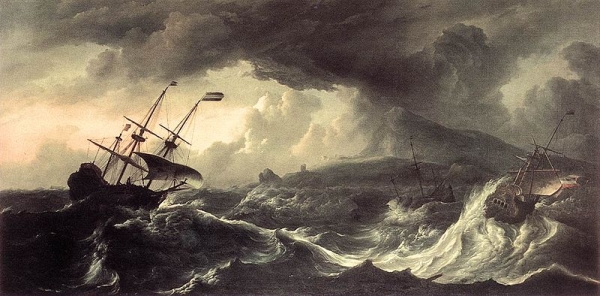 Bakhuizen, Ships Running around in a Storm, 1690s