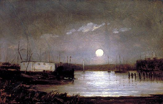 Bannister, Untitled (Full moon over harbor) 