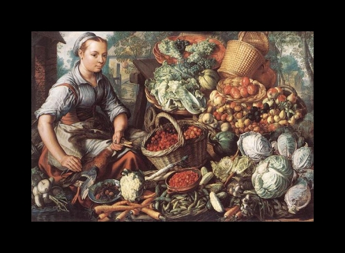 Beuckelaer Painting, Market Woman with Fruit, Vegetables and Poultry