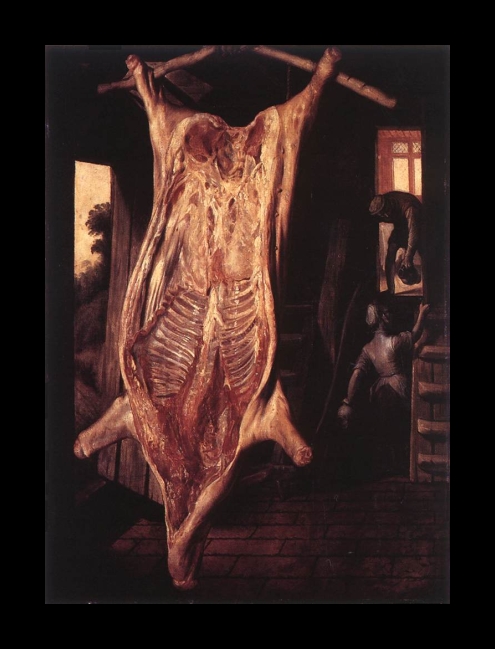 Beuckelaer Painting, Slaughtered Pig