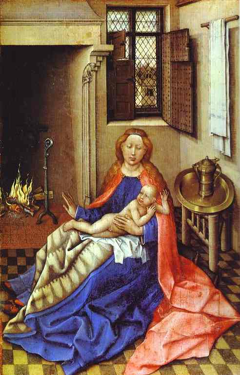 Virgin And Child Before A Fireplace