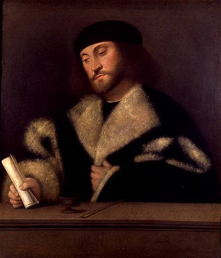 Il Cariani painting, Portrait of a Man