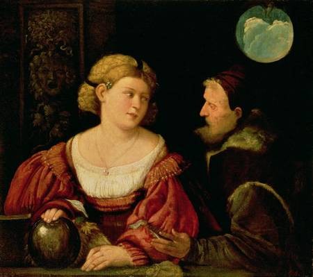 Il Cariani painting, Seduction, 1515