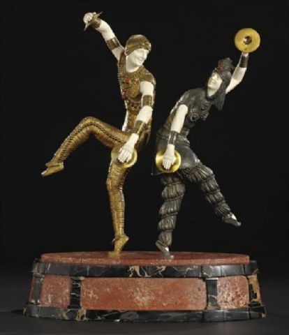Chiparus, Russian Dancers”, 1928, Gilt, cold-painted and ivory