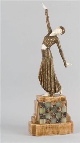Chiparus, Dancer bronze with polychrome patina and ivory 22,8 x 0 in. / 58 x 0 cm.