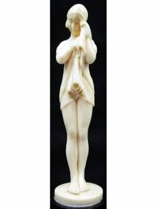 Chiparus, The Little Sad One, Ivory Sculpture on Marble Base