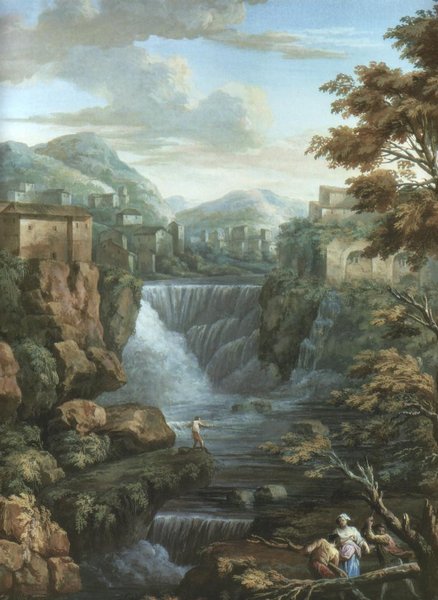 Clérisseau painting, Falls of the Aniene at Tivoli