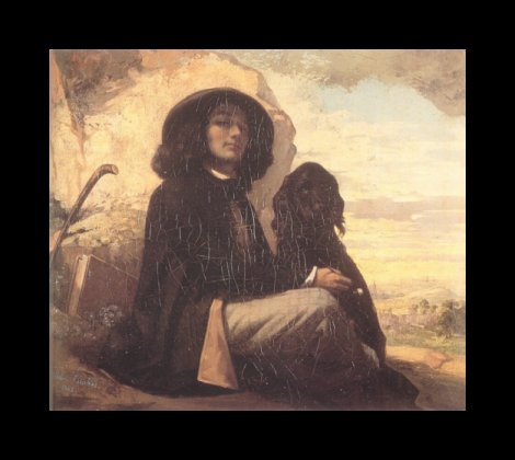 Self-Portrait with Black Dog