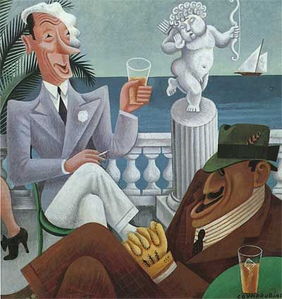 Covarrubias, Ex-King Alfonso & James J. Walker, 1932