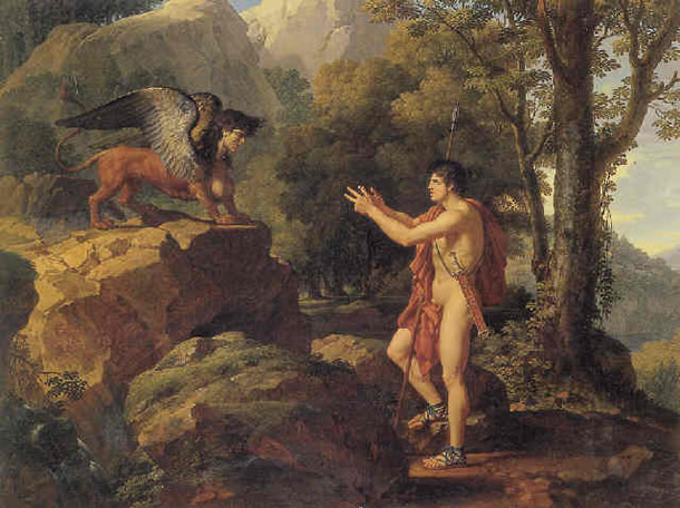 Fabre painting, Oedipus and the Sphynx