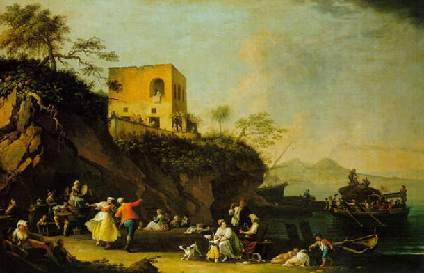 Fabris painting, Peasants Making Merry In A Landscape