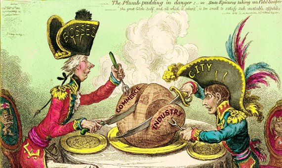 Gillray painting, Plum Pudding in Danger