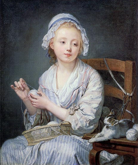 Greuze painting, The Wool Winder