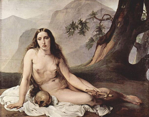 Hayez painting, Nude with Skull and Cross
