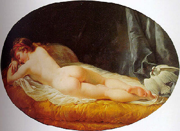 Huet painting, Venus Sleeping on a Bed