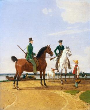 Kobell painting, Hunter and Lord at the River