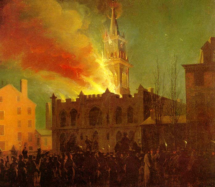 The Conflagration of the Masonic Hall, Chestnut Street Philadelphia