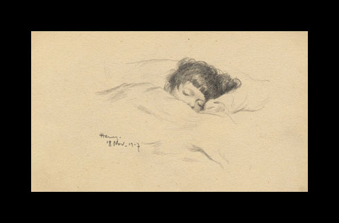 Hamonet sketch of a sleping child