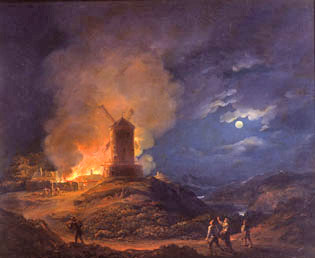 Laureus painting, Fire by the Windmill at Night