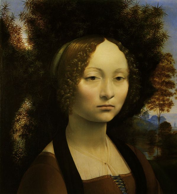 da Vinci, Portrait of Ginevra de' Benci, ca. 1474-5, oil on panel, National Gallery of Art, Washington, DC.