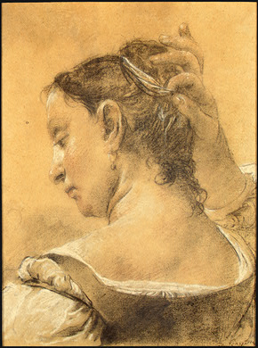Maggiotto painting, A Young Woman Fixing her Hair