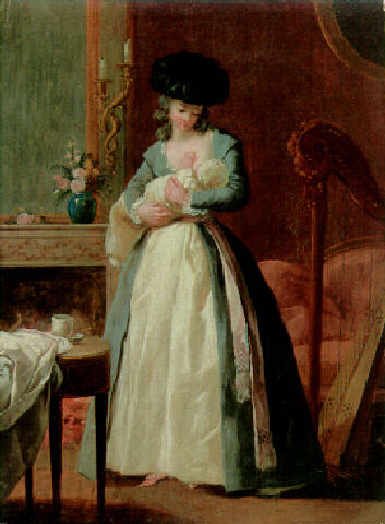 Menageot painting, A Lady Nursing Her Child in the Drawing Room