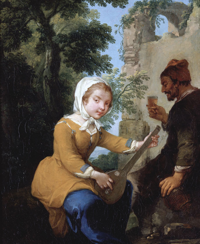 Monaldi painting, Woman Playing the Lute
