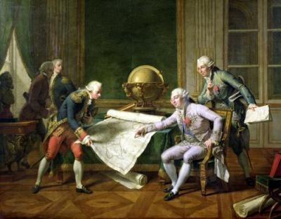Monsiau painting, Louis XVI Giving Instruction to La Perouse 1817