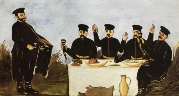 Pirosmanashvili, Feast with Barrel Organist Datico