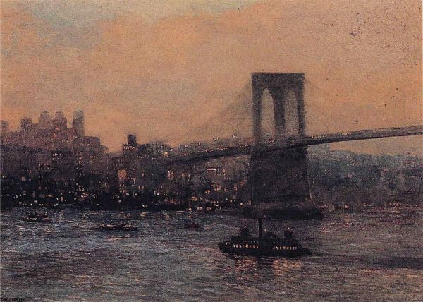 Redfield, Brooklyn Bridge at Night, 1909