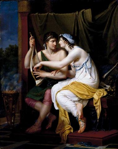 Romany painting, Young Lovers Playing the Flute