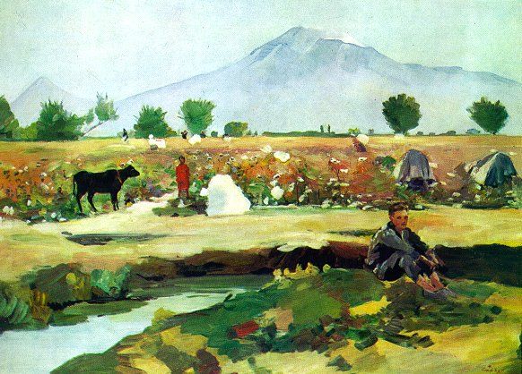 Saryan, Ararat Valley: Picking Cotton, 1945