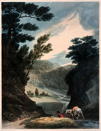 View of the Wissahiccon, Pennsylvania, watercolor etching