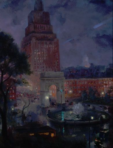 Sloan, Wet Night, Washington Square 1928