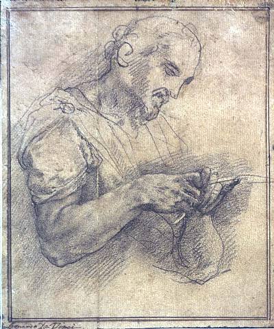 Taddeo Zuccari, Sketch of a Man Sharpening a Quill