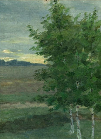 4. Studio with Three Birches. C. 1890. Oil painting. 